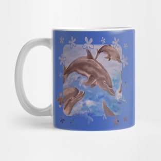 A Pod of Playful Jumping Dolphins Vector Mug